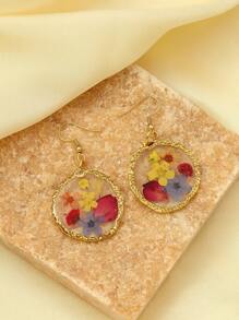 2 款精致时尚的不锈钢透明永生花耳环，干花滴管吊坠适合日常使用，节日约会礼物配件 - 彩色 - 查看 10