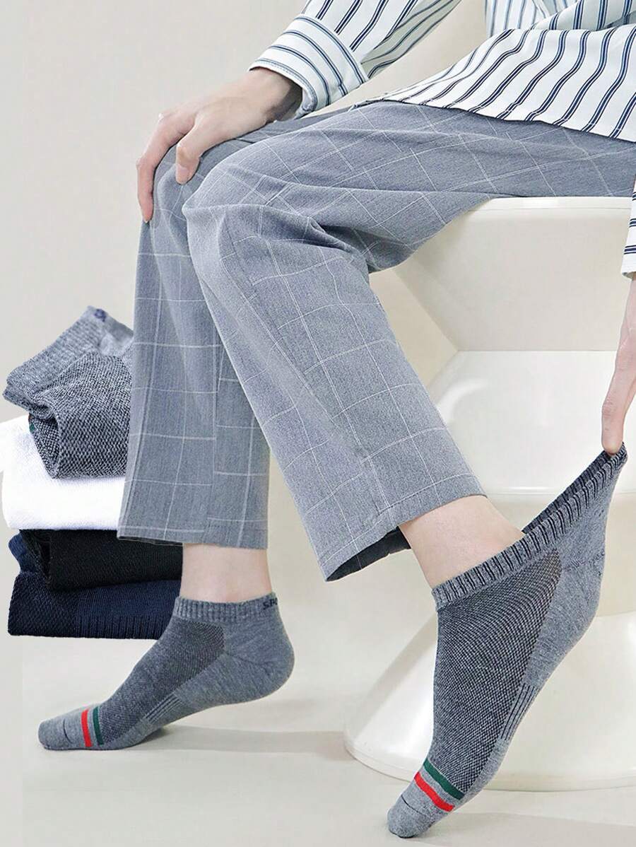 1 Pair Men's Simple Versatile Breathable Moisture Wicking Ankle Socks For Spring And Summer, Suitable For Pants, Business Shoes, Sneakers, Soft And Breathable, Sports Socks, Casual Socks, Household Socks - Multicolor - View 1