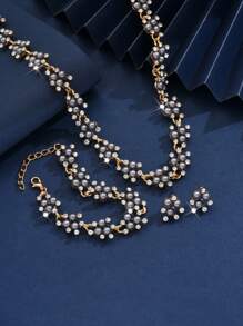 4pcs Women Wedding Party Pearl Jewelry Set