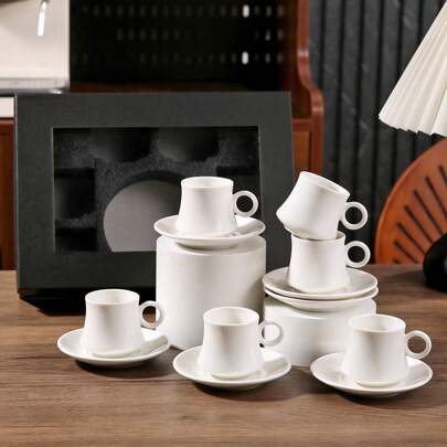 Ceramic Coffee Cup And Saucer Set, Suitable For Espresso, Turkish Coffee, Cappuccino, Great Gift For Family And Friends