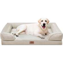 Comfort Expression Orthopedic Jumbo Dog Beds Waterproof, Large Dog Beds Jumbo Breed, PV Washable Pet Sofa Couch With Removable Cover & Non-Slip Bottom(Beige) - 灰色 - 查看 10