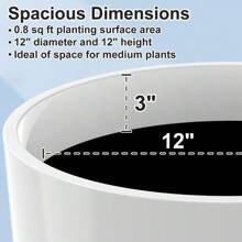 12" Round Planter Flower Pot Indoor Outdoor Plant Pot W/ Drainage Holes & Saucer