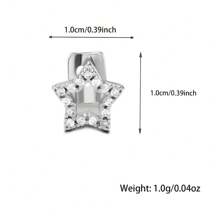 1 件钻石镶嵌单齿牙套，新款嘻哈风格铜空心心形和五角星锆石牙齿首饰，酷炫礼物 - 彩色 - 查看 2