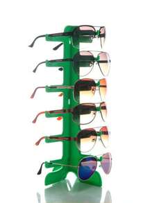 1pc Yellow & Green 6 Slot Desktop Eyeglasses Display Stand, Sunglasses Glasses Rack, Eyewear Shop Counter Showcase, Accessories Organizer