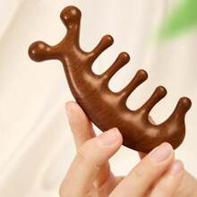 2pcs Sandalwood Massage Comb, Enhance Scalp Health Gua Sha Tool, Meridian Massage Comb With 5 Teeth, No Handle, Traditional Chinese Acupuncture Head Brush To Improve Blood Circulation