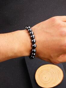 1pc Black Energy Hematite Beads Bracelet Men 6/8/10/12mm Fashion Nature Reiki Healing No-Magnetic Bracelets For Women Balance Health Jewelry 6-12mm Hematite Bracelet Men Nature Energy Stone Beads Bracelets For Women Energy Healing Jewelry - Black - View 2