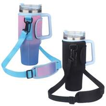 户外通用水瓶袋手机袋，带口袋、卡槽和可拆卸可调节肩带，带钥匙钩的保温瓶套袋 - 彩色 - 查看 1