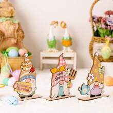 1 件复活装饰用品复活节印花老人木制装饰品 Q 版彩色侏儒装饰品节日庆典生日派对宴会茶会精美工艺品时尚搭配