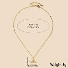 1pc Fashion Charming Minimalist Style Copper Inlaid Zirconia Plated 18K Gold White Fish Tail Pendant Necklace, Suitable For Ladies Beach Holiday Wear, Jewelry Accessory, Gifts For Friends