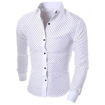 Camisas Hombre Casual Rojo, Blanco, Negro Camisas Formales Solapa Manga Larga Slim Fit Pentagrama Patrón Botón Abajo Camisa Adecuado para ocasiones de negocios y de trabajo, también es adecuado tanto para hombres y mujeres