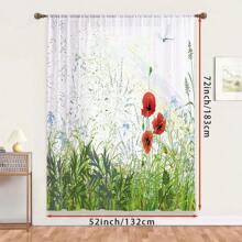 1 szt., styl pasterski - zwiewna zasłona, wzór kwiatowy - łąka - ważka, światło - zmiękczające, prywatność - ochrona, drążek - kieszonkowy design, przystosowanie do każdej pory roku, uniwersalny wystrój domu, kompozycja poliestrowa, dodanie naturalnego rustykalnego uroku do sypialni, salonu, pomieszczeń do nauki.