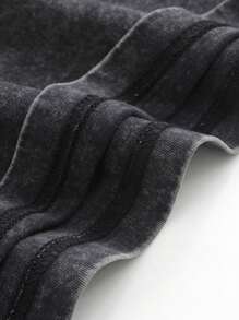 Japanese Cartoon Anime Spell Battle Pattern Printed 230g Washed Cotton T-Shirt, Men's Summer High-Quality Printed Washed Cotton Retro Fashion Brand Loose Casual Black T-Shirt, Suitable For Outdoor Wear In Summer, With A Certain Thickness, Daily Wear And Friend Gifts, Back To School Gifts