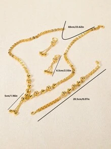 4pcs/Set Retro Style Tasseled Pendant Necklace, Earrings, Bracelet Fashion Jewelry Set - LNS0757 - View 2