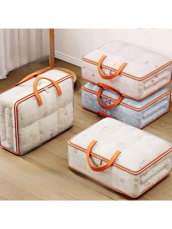 1 pezzo Borsa di stoccaggio in PVC per bagagli, organizzatore domestico ad alta capacità per vestiti, piumoni, uso in camera da letto, design pieghevole