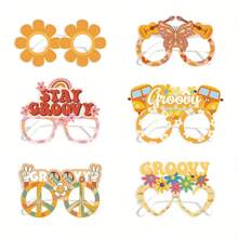 6 pièces lunettes de papier style hippie rétro, 2 pièces lunettes de fête colorées et mode 3D, décorations de lunettes de papier hippie pour anniversaire, décorations vintage