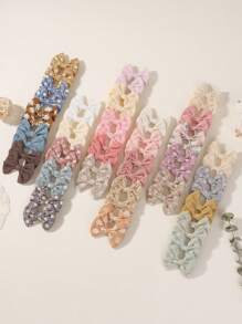 bilicaca 20pcs/Set Ditsy Floral Fabric Butterfly Hair Clips, Minimalist Cute Hairpins For Girls, Suitable For Travel & Daily Wear - Multicolor - View 3