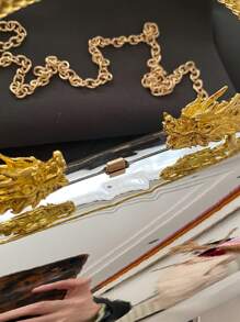 1 件时尚银色亚克力金属外观手提包，带龙头和龙鳞手柄，斜挎包非常适合晚会、婚礼、派对、俱乐部，是情人节或生日礼物的理想选择 - 銀色 - 查看 4