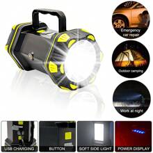 NetHong LED Searchlight Hand Lamp Torch Work Light USB Rechargeable Spotlight Flashlight - Black - View 2