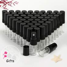 5/56 Stücke nachfüllbare transparente Glasparfümflaschen, mit feinem Zerstäuber in Schwarz, 0.07oz/0.1oz/0.17oz/0.34oz, Kunststoff Zerstäuber, Mini Reise-Utensilien, feuchtigkeitsspendend
