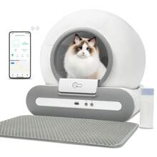 Regalo para amantes de los gatos y regalo para mamá de gatos: Caja de arena automática y autolimpiable, con control de aplicación, compatible con WiFi de 2,4 GHz, incluye estera para la caja de arena y bolsas de basura