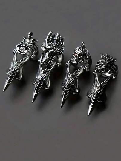 1 件复古龙头合金朋克戒指，男女皆宜