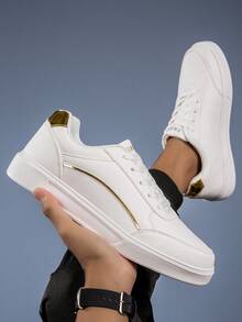 Versatile White Sneakers, New Spring/Autumn Korean Fashion Student Flat Casual Sneakers, Style - Platinum - View 1