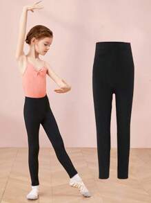 1 Piece/2 Pieces Girls Black Dance Cropped Leggings, Lightweight, Breathable, Stretchy, , Pair With Skirts For Dance Outfits, Children Tights - Multicolor - View 2