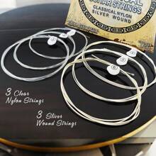 Smiger Conjunto de cordas para violão clássico Smiger, cordas de nylon para violão acústico banhadas a prata, som brilhante .028, cordas para violão elétrico, conjunto de cordas para violão, acessórios para violão elétrico