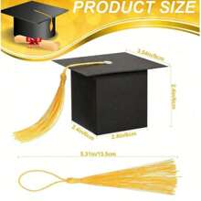 10 Stücke Abschlusskappe Geschenkbox mit Quasten - Fantasy-Thema Papier Süßigkeitenbox, geeignet für Junggesellenabschied, Abschlussfeier, Hochzeit, Geburtstagsdekoration mit Deckel und mehreren Komponenten - Verschiedenfarbig - Übersicht 7