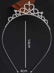 1 件儿童皇冠头带，可爱公主水晶钻石皇冠发饰，适合女孩、生日派对或表演 - 銀色 - 查看 3