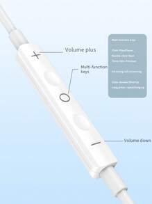 Type-C In-Ear Wired Headphones With Microphone And Remote Control, Clear Voice Calling, Compatible With IPhone, 3.5mm Phones - White - View 4