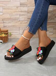 Women's Hook & Loop Strap Slide Sandals, New Fashion Versatile Summer Slippers, Casual Beach Sandals, Comfortable Party Slip-On Shoes