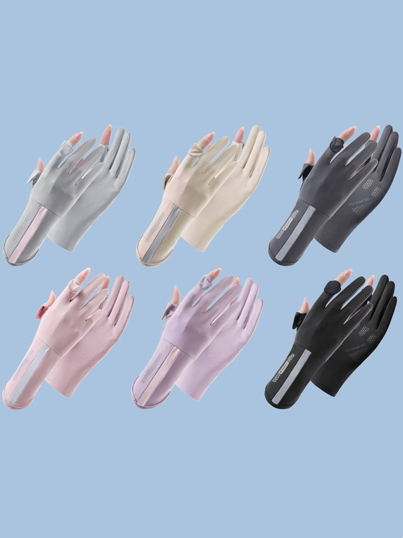 1 Pair Women's Mid-Length Fingerless Gloves, Breathable Anti-Slip UV Protection Driving Cycling Outdoor Gloves, Summer Summer