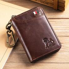 Top Grain Leather Keychain, Waist-Hung Access Card & Anti-Theft Real Leather Key Holder, 2-In-1 Coin Purse, Multi-Card Slots Short Wallet, Suitable As Gifts For Valentine's Day, Father's Day, Teachers' Day, Back To School, Graduation, And Christmas