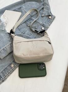 Geantă de umăr din nailon, minimalistă japoneză, geantă pătrată mică pentru navetă, geantă pentru studenți ușoară și versatilă