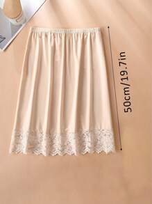 3 Pieces/2 Pieces/1 Piece, Multi Specification, Multi-Color, Solid Color, Spring And Summer Styles, Anti Transparency And Anti Light Medium Long Skirt, Inner Lining Skirt, Lace Bottom, Anti-Static Skirt, Elastic Waistband Suitable For Slightly Overweight Girls, Suitable For Daily Wear Summer, School Fall, Autumn, Halloween