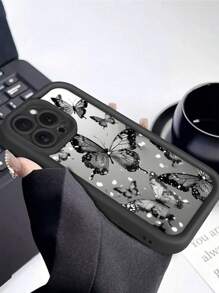 1pc Black Butterfly Graphic Phone Case, Compatible With Apple 16, 15, 14, 13, 12, 11, XS, XR, X, 7, 8 Plus, Pro Max, Great As Gift For Friends, Family, Boyfriend, Girlfriend