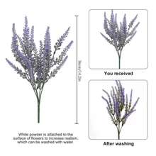 3 Bunches Artificial Lavender Flowers, Plastic Plants For Home Decor, Wedding, Kitchen, Garden, Porch, Window Box, Office, Tabletop Centerpiece, Purple Gifts Birthday Graduation