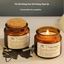 Wooden Stopper Brown Bottle Aroma Candle, Handmade Soy Wax Candle In Teacup, Smokeless, Home Fragrance & Women's Scented Candle Gift For Birthday, Valentine's Day, Mother's Day, Easter, Wedding, Festivals Gifts Graduation