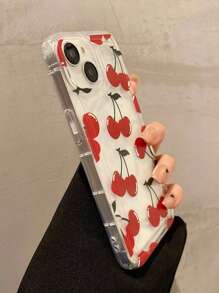 1 件红色樱桃印花透明气囊防摔 TPU 手机壳适用于 16 15 14 13 12 11 Pro Max、S24/23/22/21 Ultra、A55/54/53/52/51 防水防震防刮 - 彩色 - 查看 2