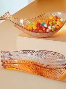2pcs Premium New Fish-Shaped Glass Fruit Plates, Nordic Style Creative Food Serving Tray, Lucky Koi Fish Design Plate For Party, Snacks, Candy Dish & Home Decoration