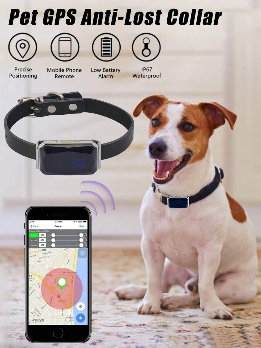 New Pet GPS Tracker, IP67 Waterproof With Collar, Real-Time Tracking, 5 Positioning Modes, Your Beloved Pets, Precise Pet GPS Locator, Essential For Dogs And Cats - Blue - View 1