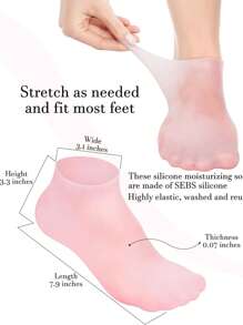 Silicone Moisturizing Socks For Women Dry Cracked Feet, Soft Gel Rubber Socks, Women Foot Care Spa Pedicure Silicone Socks For Cracked Heel And Softening Rough Skin, Calluses (1 Pair)