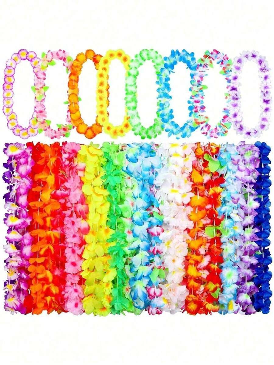 10/20/30/40/50Pcs Hawaii Garland Necklace Tropical Hawaii Flower Theme Party Favors Headbands Holiday Wedding Beach Birthday Decorations Party Supplies Wreaths Headbands Holiday Wedding Beach Birthday Decorations(Random Color), Valentine Day