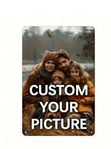 1pc Customizable 8x12 Inch Metal Tin Sign Plate With Your Photo Weather-Resistant Home Decor Sign, Pre-Drilled, Rounded Corners, Family Photos, Ideal Gifts For Him, Anniversaries, Valentine's Day, Mother's Day, Father's Day, Personalized Gift - Multicolor - View 1