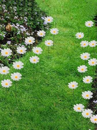 10pcs Spring Outdoor Ground Inserting Decor, Outdoor Garden Decoration, Landscape Villa Fake Sunflower Grass Lawn Stakes, Yard Decor, Garden Decoration