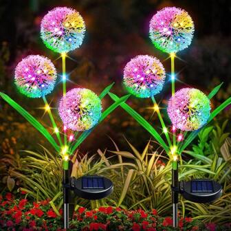 1pc Solar Butterfly Dandelion Garden Lights, 3 Heads Solar Dandelion Ground Plug Lawn Lights, Outdoor Patio Decoration LED Simulated Onion Bulb Flower Lights For Garden, Patio, Deck, Lawn, Pathway Decoration For Wedding Party And Landscaping Garden