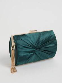 女士流苏手拿包晚宴包流苏晚宴手提包，女士派对婚礼手拿包链条单肩斜挎包派对 - 墨綠色 - 查看 4