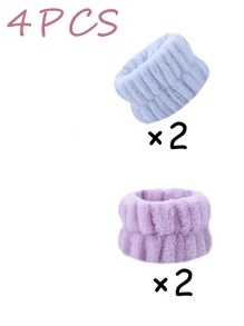 Bộ 8PCS/6PCS/4PCS/2PCS/1PC - Vòng đeo tay phòng tắm, vòng đeo tay co giãn đơn sắc đơn giản, vòng đeo tay rửa mặt thấm hút, vòng đeo tay thấm ẩm cho nữ, chống mồ hôi khi trang điểm và thể thao, dùng để rửa mặt, rửa tay - Nhiều màu - Xem 15
