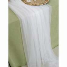1pc Table Runner - Landscaping Mesh Gauze - Mall Atmosphere - Stage Decor - Table Runner - Background Soft Gauze - Outdoor Photo Shoot - White Chiffon Curtain - Suitable For Decoration, Wedding Backdrop Decor, Tabletop Decor